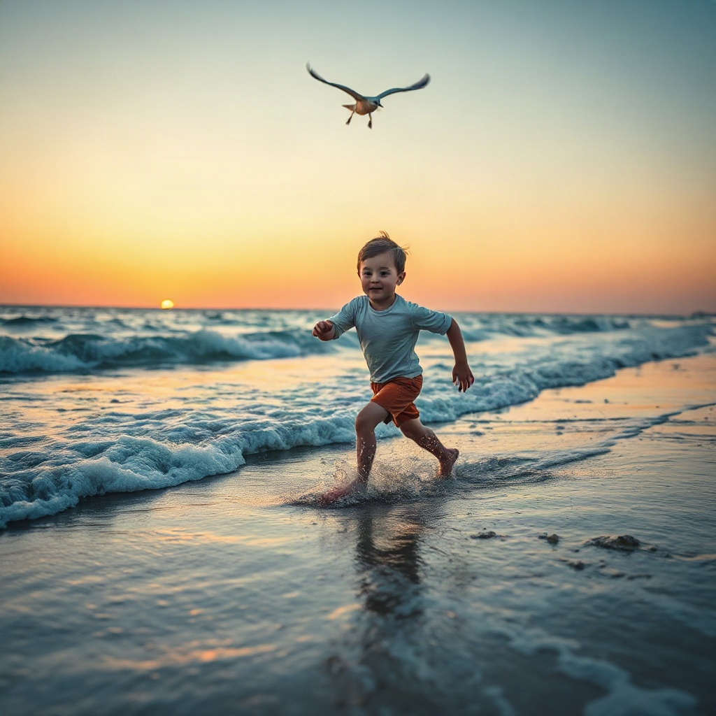 Photographie cinématique d'un jeune enfant courant ave — 43D1FE