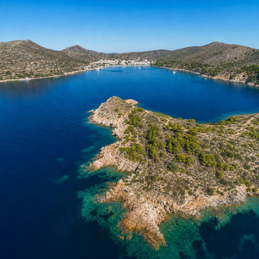 Aerial top-down drone photograph capturing a serene Me — 017EB3