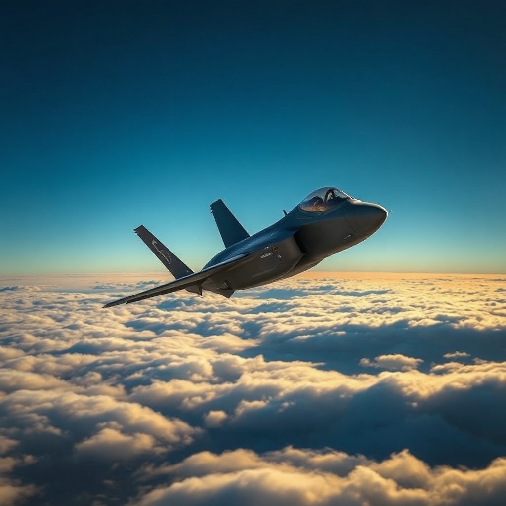 • Un avion de chasse F-35 volant au-dessus des nuages  — 8D6439
