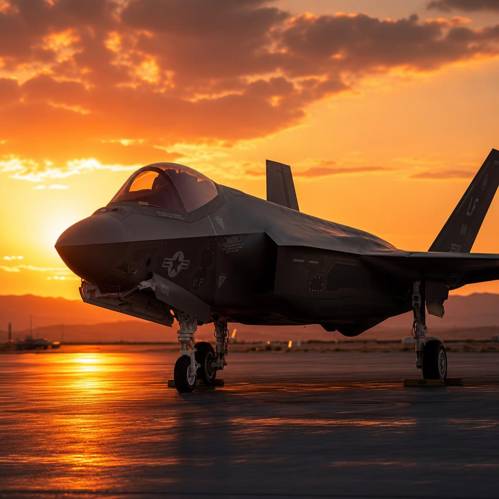 • Un avion de chasse F-35 militaire moderne sur une pi — 8B566D