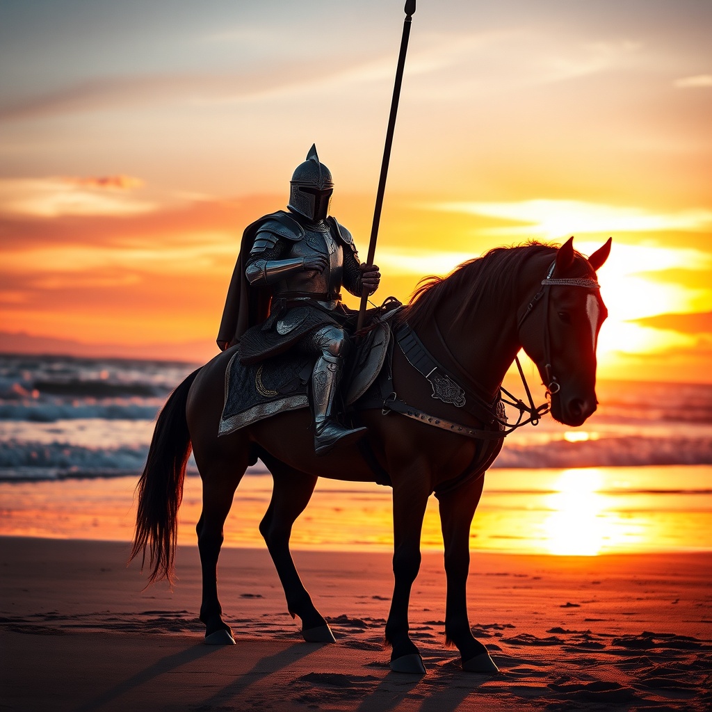 A cinematic portrait of a lone cavalier wearing intric — A62973
