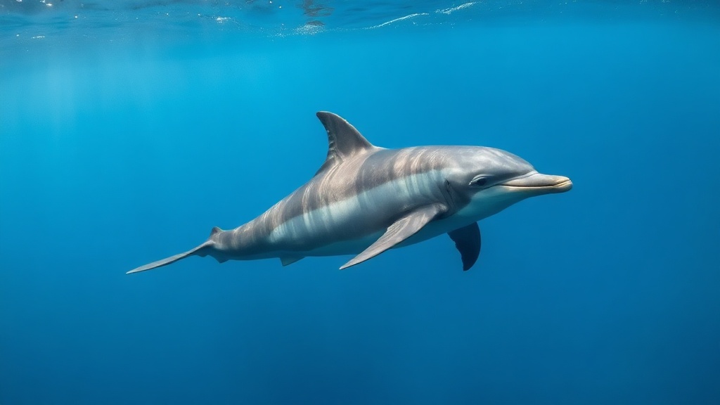 dauphin dans une mer bleue, vue sous marine réaliste — A13E11