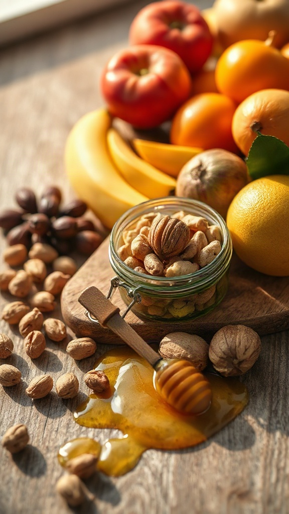 Photorealistic vertical 9:16 image of fresh fruits, nu — D8A4C9