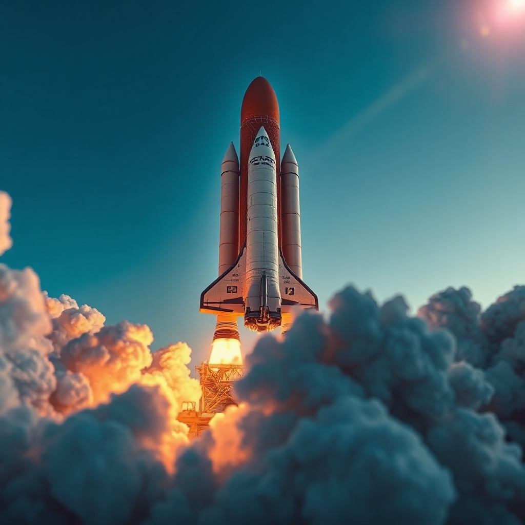 A photorealistic image of a space shuttle launching ve — AD1470