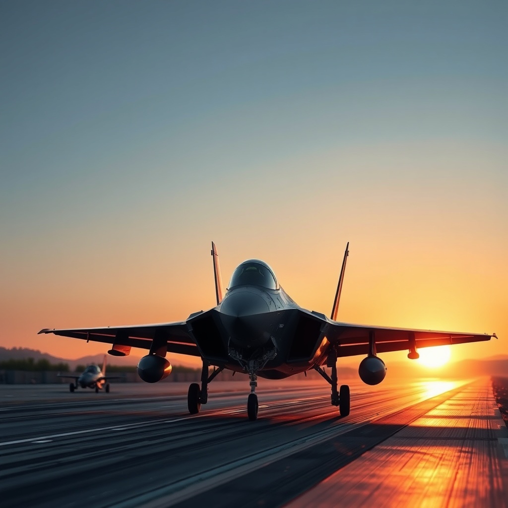Un avion de chasse militaire moderne F35 sur une piste — 7A1FEA