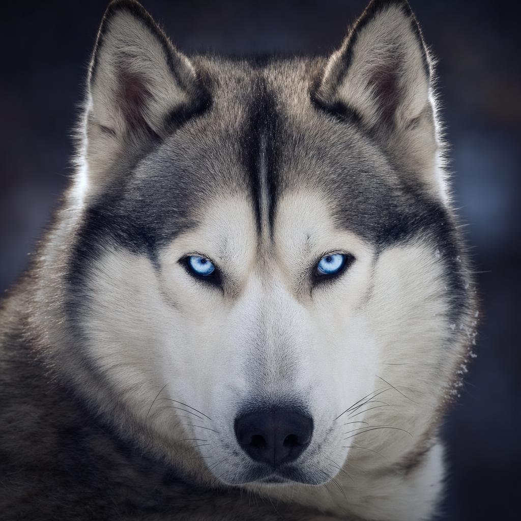 Husky aux yeux bleus brillants fixant la caméra, pelag — 908822
